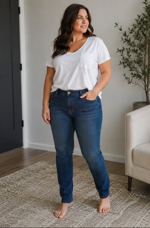 7 For All Mankind Denim - 7 For All Mankind Dark Wash High Rise Slim Straight Womens Casual Comfy Jeans 12